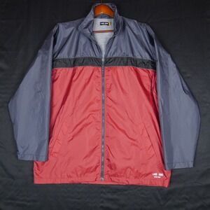 Lake Side Windbreaker Jacket Mens Large Red Grey Black Colorblock Nylon Active
